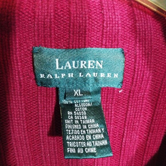 Lauren Ralph Lauren Women’s Sweater Sz XL Red Chunky Knit 1/4 Zip Heavyweight - Picture 5 of 9